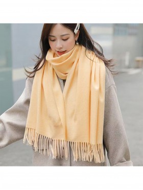 Premium Cashmere Feeling Solid Color Scarf W/ Tassels